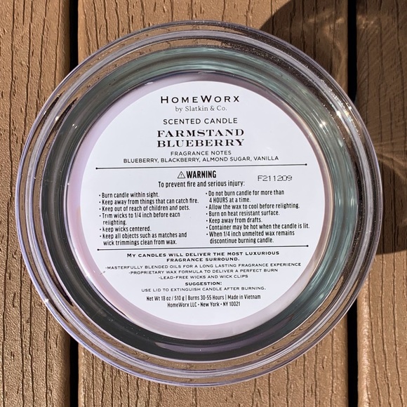 🆕HOMEWORX HARRY SLATKIN “FARMSTAND BLUEBERRY” 4 WICK 18oz CANDLE NWT!! - Picture 4 of 5